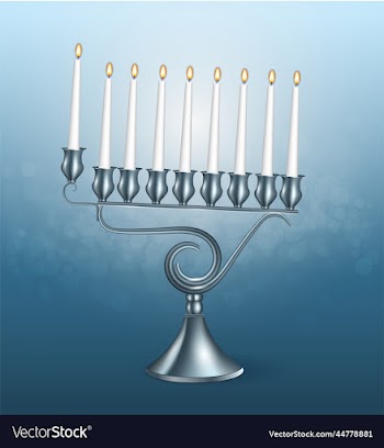hanukkah menorah with candles isolated on