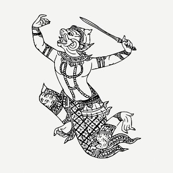 Hanuman drawing, vintage mythical creature | Free PSD - rawpixel