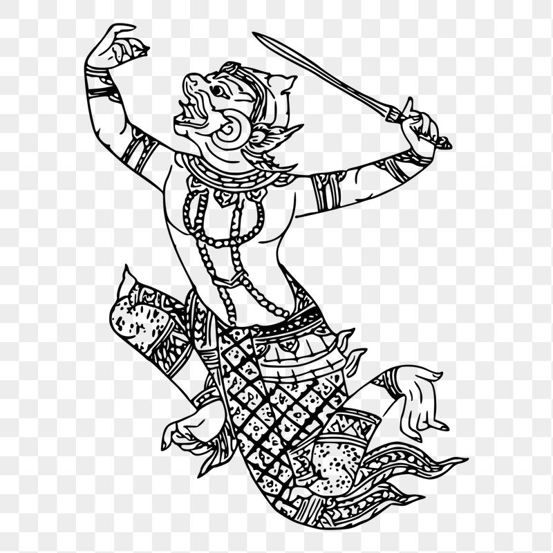Hanuman png sticker, vintage mythical | Free PNG - rawpixel