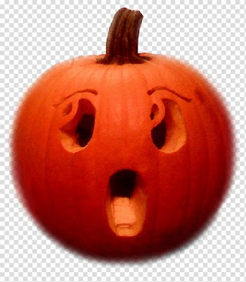 Happily Haunting Halloween Kit, orange pumpkin with holes transparent background PNG clipart