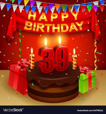 happy 39th birthday with chocolate cream cake and