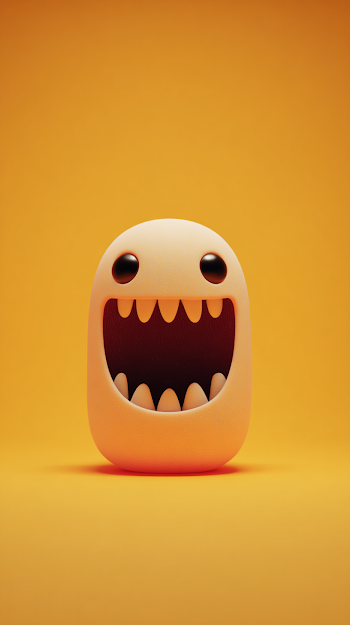 Happy 3D Monster Face with Gradient Shapes