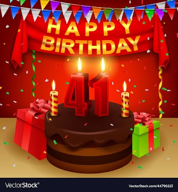 happy 41st birthday with chocolate cream cake and