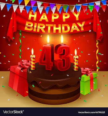 happy 43rd birthday with chocolate cream cake and
