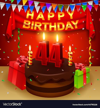 happy 44th birthday with chocolate cream cake and