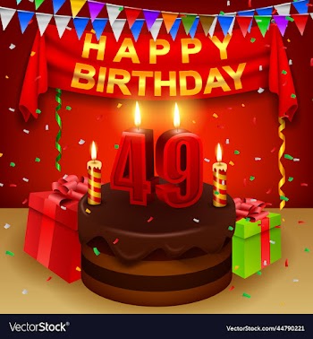 happy 49th birthday with chocolate cream cake and