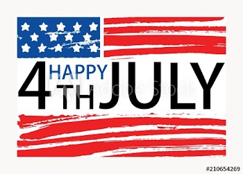 Happy 4th of July inscription written on American national flag