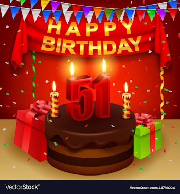 happy 51st birthday with chocolate cream cake and