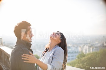 Happy affectionate couple, Montmartre, Paris, France