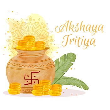 Happy akshaya tritiya coins and leaves Free Vector