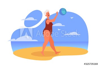 Happy and active senior spending time on the beach
