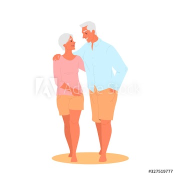 Happy and active seniors spending time on the beach together