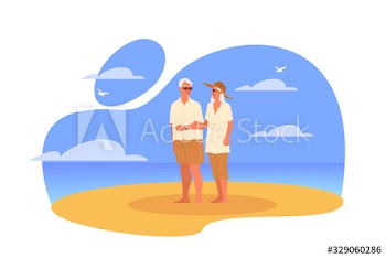 Happy and active seniors spending time on the beach together