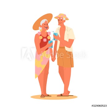 Happy and active seniors spending time on the beach together
