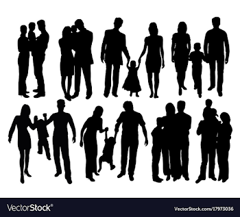 Happy and cool family silhouettes Royalty Free Vector Image