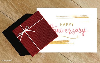 Happy anniversary card mockup with a gift box | Free stock psd mockup - 540960
