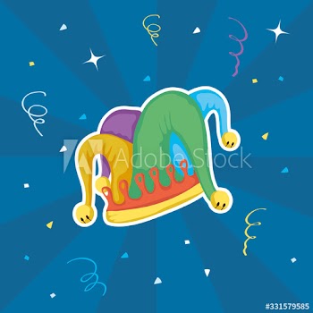 happy april fools day card with buffoon hat