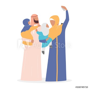 Happy arab family taking selfie