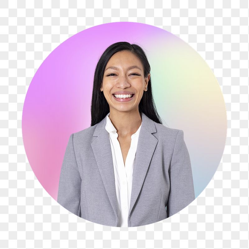 Happy Asian businesswoman png, round | Free PNG - rawpixel