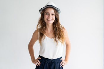 Happy beautiful woman wearing summer clothes