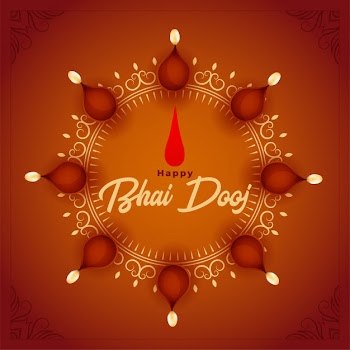 Happy bhai dooj illustration with diya decoration Free Vector