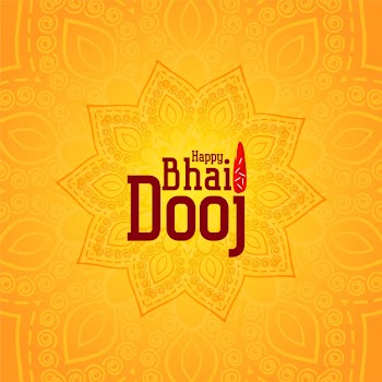 Happy bhai dooj yellow decorative illustration Free Vector