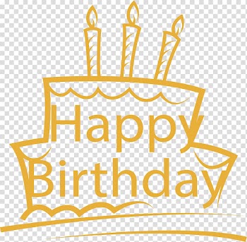 Happy Birthday cake , Yellow hand-painted birthday cake transparent background PNG clipart