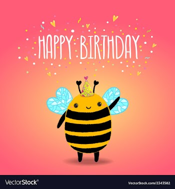 Happy Birthday card background with a bee vector image