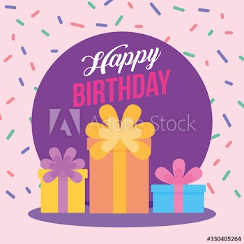 happy birthday celebration card with gifts