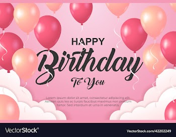 happy birthday greeting template with balloon
