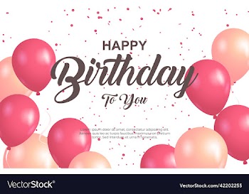 happy birthday greeting template with balloon