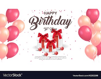 happy birthday greeting template with balloon