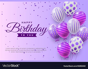 happy birthday greeting template with balloon