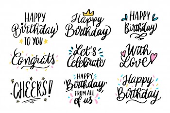 Happy birthday greetings lettering Free Vector