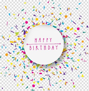 Happy Birthday illustration, Birthday Party Confetti , Colored blocks birthday card transparent background PNG clipart