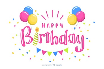 Happy birthday lettering with balloons Free Vector