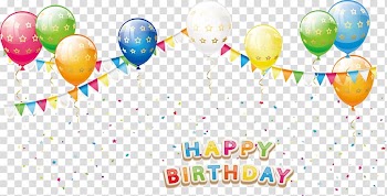 Happy Birthday logo, Birthday cake Balloon Poster, Balloon Festival Birthday Cartoon Poster Promotional material transparent background PNG clipart