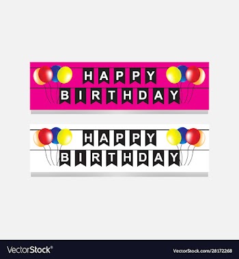 happy birthday party flags banner with balloon