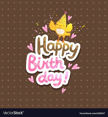 Happy Birthday postcard template with a bird vector image