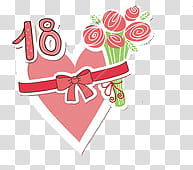 Happy Birthday s, white and red heart, flowers and  text transparent background PNG clipart