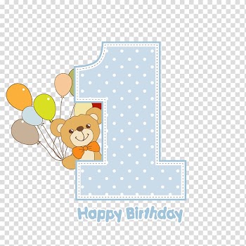 Happy Birthday text overlay, Birthday Greeting card, is one year old transparent background PNG clipart