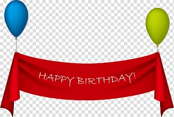 Happy birthday text overlay, Birthday Ribbon Greeting card , balloon banner birthday transparent background PNG clipart