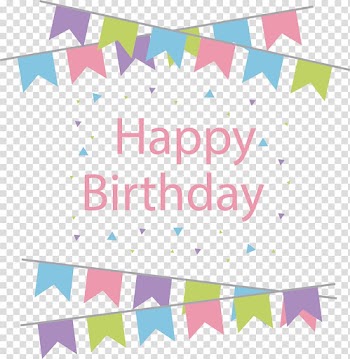 Happy birthday text overlay, Party Birthday Flag, Cute birthday party flag transparent background PNG clipart