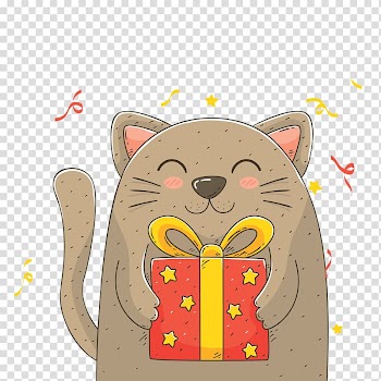 Happy Birthday to You Child Wish Greeting card, The cat with the gift box transparent background PNG clipart