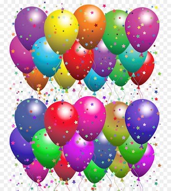 Happy Birthday to You Greeting card Balloon Wish - Colored stars a lot of balloons 