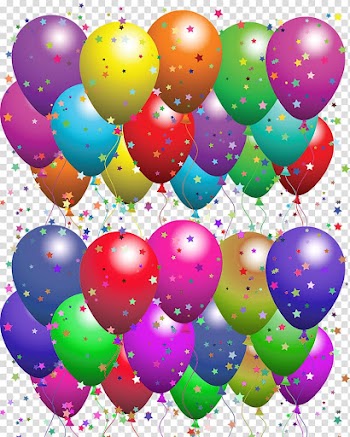 Happy Birthday to You Greeting card Balloon Wish, Colored stars a lot of balloons transparent background PNG clipart