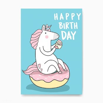 Happy birthday unicorn card vector | Free stock vector - 515530