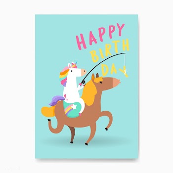Happy birthday unicorn card vector | Free stock vector - 515583