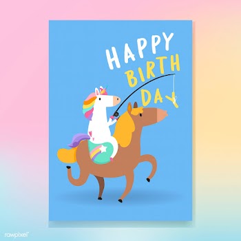 Happy birthday unicorn card vector | Free stock vector - 515598