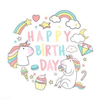 Happy Birthday unicorn with magic elements ca.. | Free stock vector - 515549